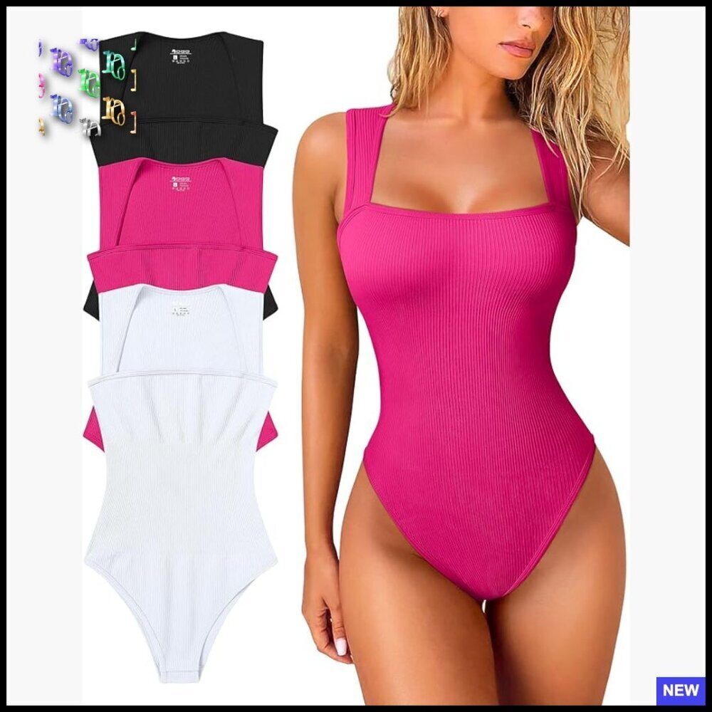 Ribbed Strappy Square Neck Bodysuit Tummy Control Seamless Y2K Chic